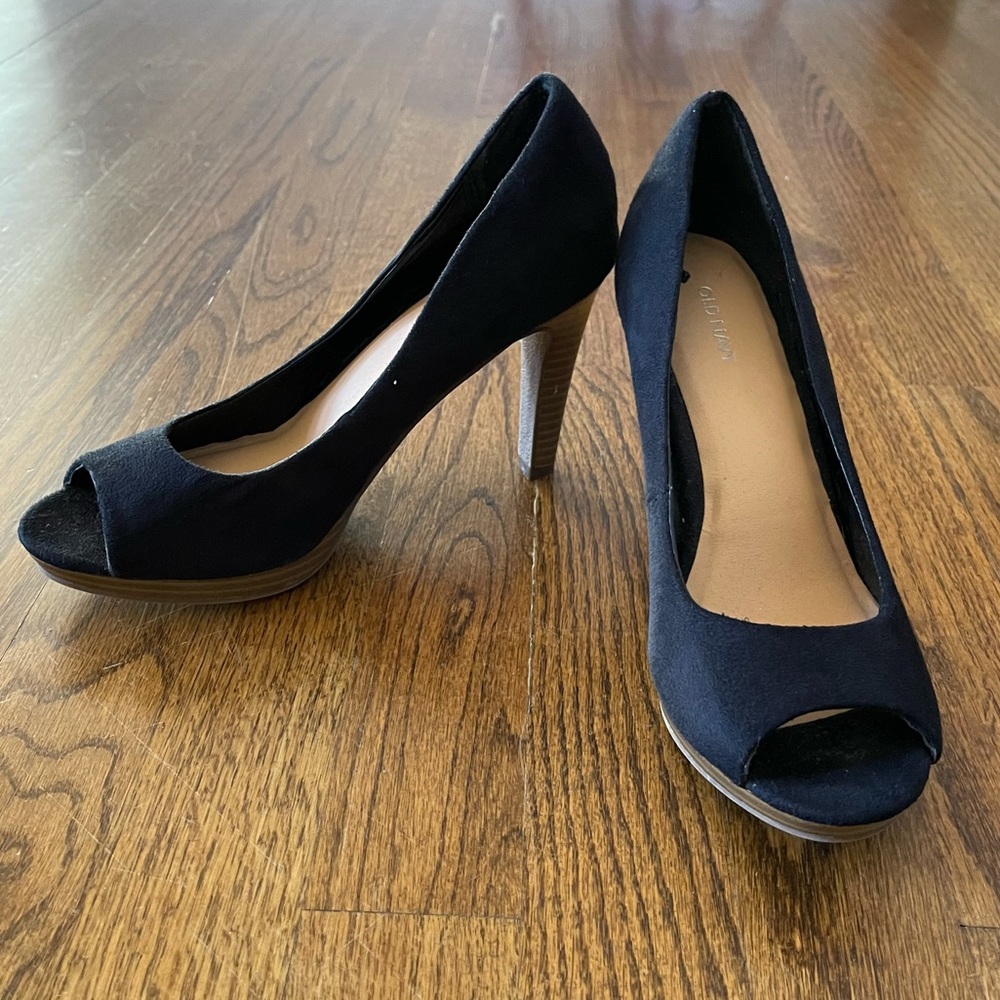 Old Navy Peep Toe Black High Heel, Size 7